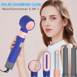 5 in 1 Hair Dryer  Hot Air Comb Leafless HairDryer Negative Ion Hair Care Curling Stick Hair Styling Comb Straightener