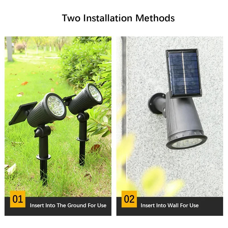 Description Picture 4 of itemAlliLit 1-2 PCS Outdoor IP65 Waterproof Spotlight Adjustable Brightness Garden Ground Plug Light LED Solar Ground Plug Light
