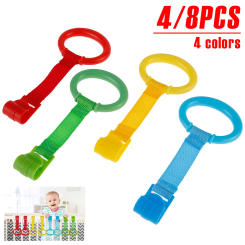 4/8Pcs Baby Crib Pull Ring Cribs Playpens Balance Training Ring Hanging Baby Walking Exercises Rings Safety Infant Stand Hooks