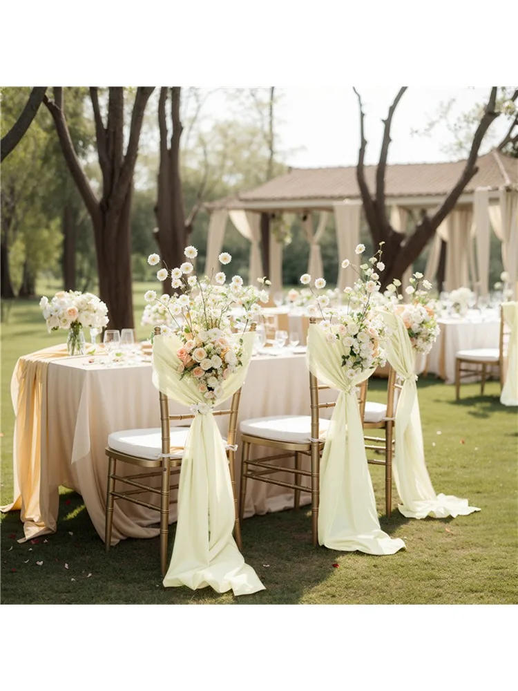 Description Picture 2 of item10Pcs 17x250cm Rust Chiffon Chair Sashes 5 Set Sash Wedding Chair Covers Ribbon Wedding Party Aisle Chair Decor