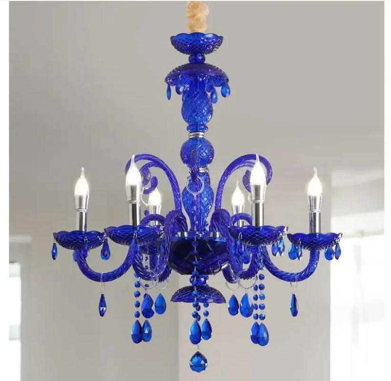 Description Picture 6 of itemModern Blue Color Crystal Chandelier Deco Pendant for Dining Room Lamp Household Light Clothing Store Bedroom Lighting Fixtures