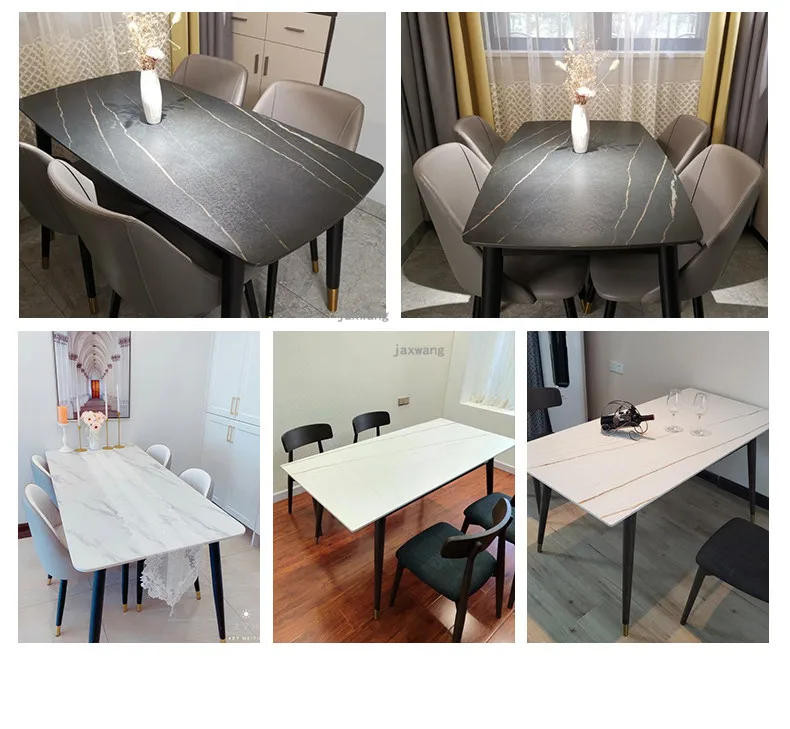 Description Picture 2 of itemNordic Dining Room Furniture Metal Dining Room Sets Light Luxury Slate Dining Table and chairs Modern Hotel Dining Room Table Z
