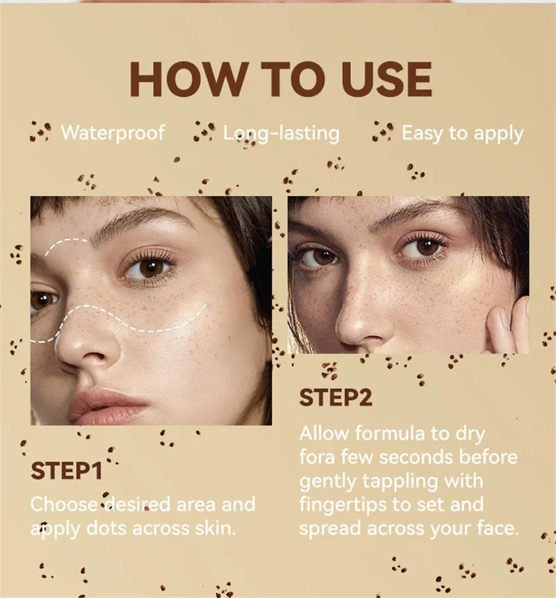 Description Picture 6 of item1PC Natural Lifelike Freckle Pen Waterproof Concealer Dot Spot Pen 3D Freckle Stamp Easy To Apply Lasting Makep Tool Cosmetic