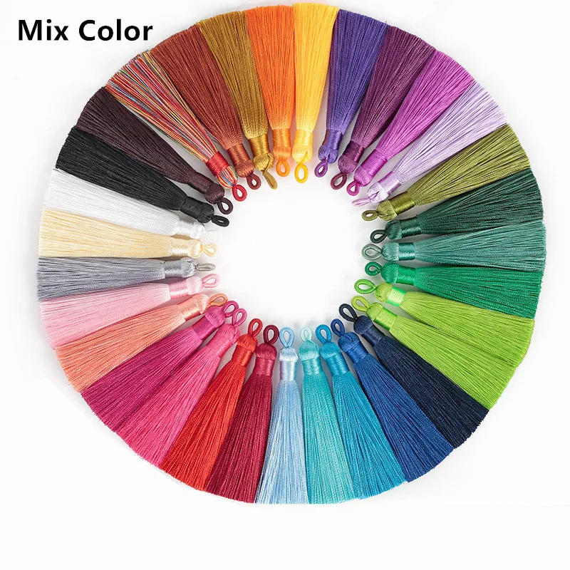 Description Picture 4 of item5/10/20pcs 8cm Silk Tassel Brush Earrings Charm Diy Earrings Pendant Jewelry Making Satin Fringe Handmade Decor Crafts Wholesale