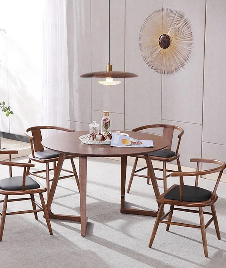 Description Picture 5 of itemNordic restaurant solid wood pendant lights Japanese dining room table walnut luxury villa bar teahouse marble pendant lamp