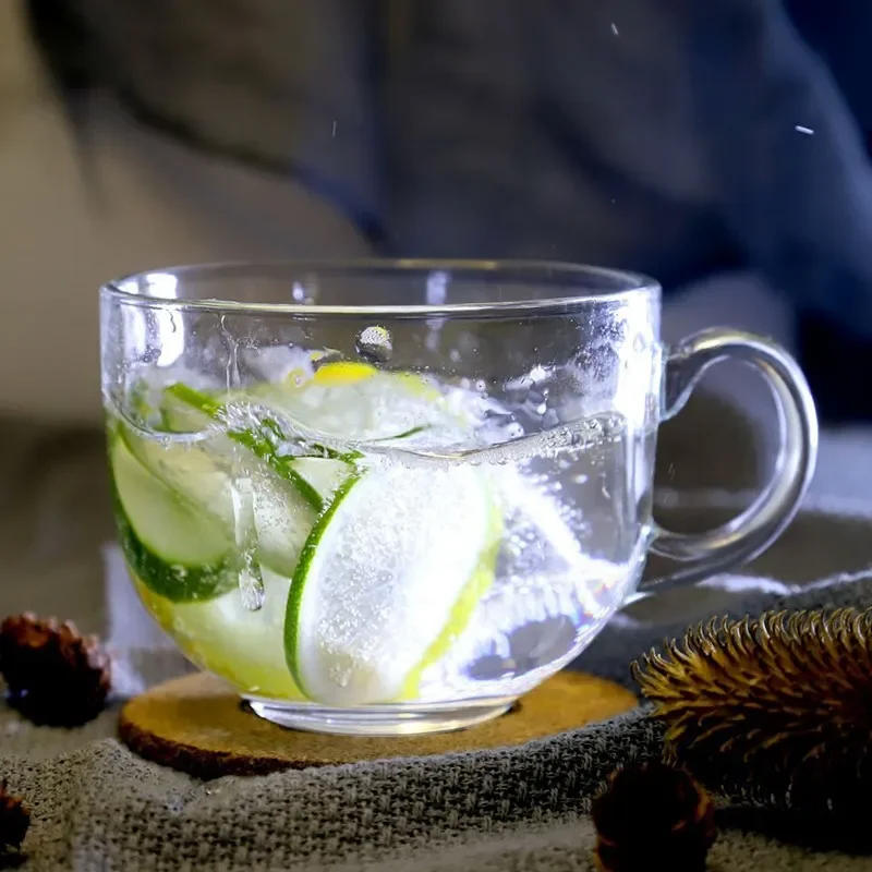 Description Picture 5 of itemAmber Heat-resistant Glass Coffee Tea Mug Drinks Dessert Breakfast Milk Cup Glass Mugs Handle Drinkware