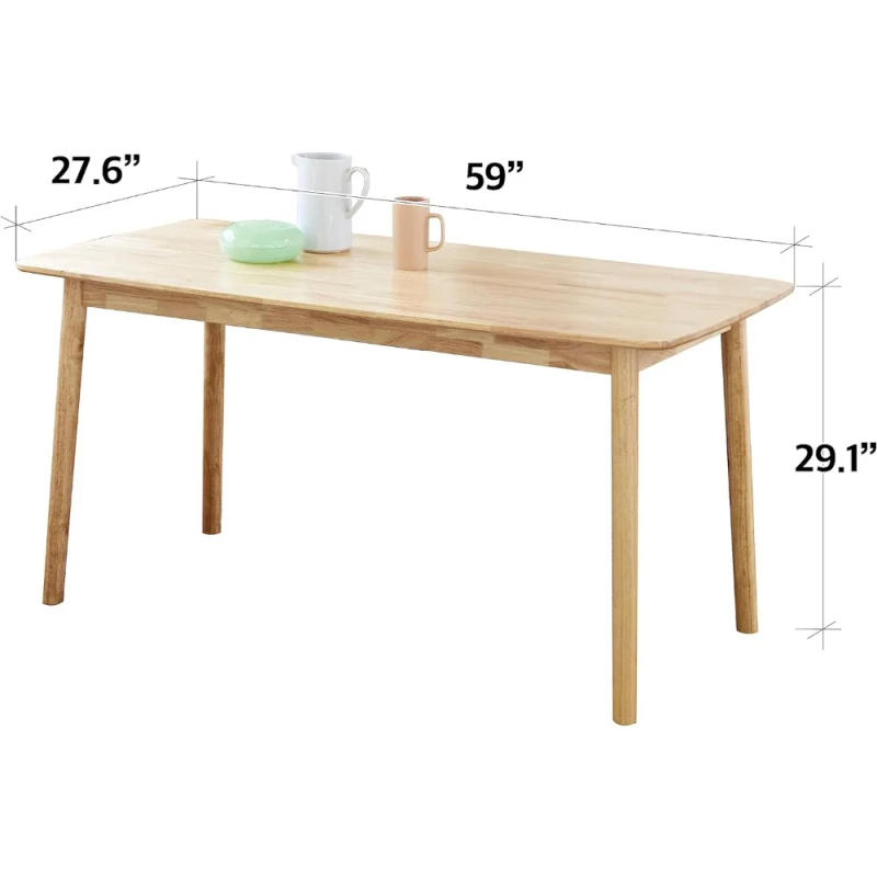 Description Picture 3 of itemAslan 59" Malaysian Oak Rectangular Wooden Dining Table/Large Solid Wood Kitchen Desk (Natural Oak)