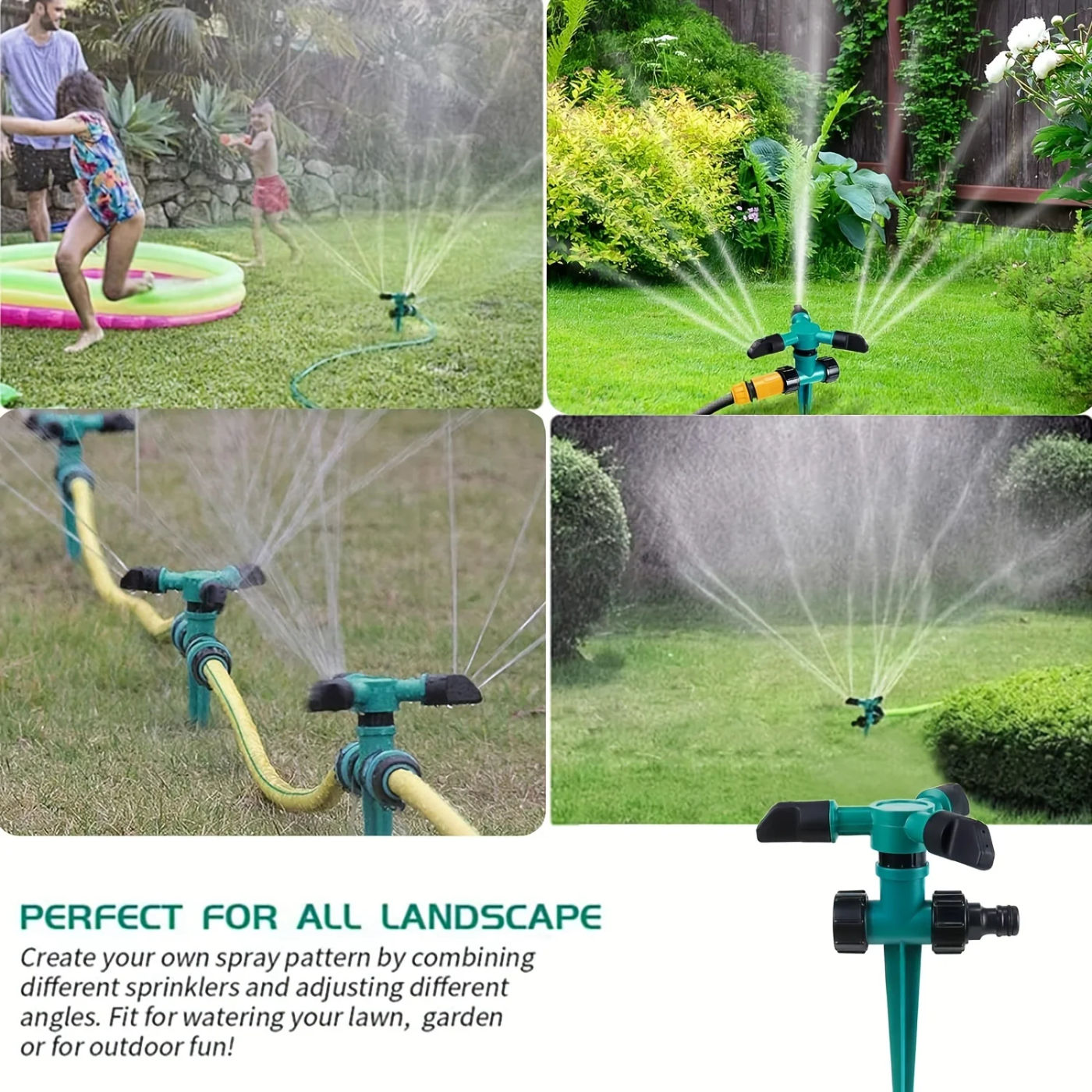 Description Picture 6 of item4pc Automatic 360 ° Rotating Garden Lawn Sprinkler Three-Fork Sprinkler Head  Garden SprinklerRotating Lawn Sprinkler For Yard