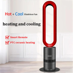 Electric Bladeless Fan Timed Speed Cold Warm Wind Vertical Floor-standing Smart Purifying Air Circulation Fan Electric Heater