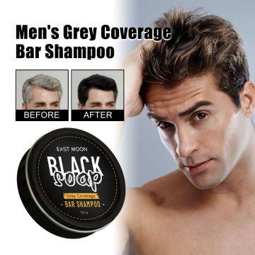 Deep Cleansing Men's Grey Coverage Shampoo Repairs Damaged Hair Hair Darkening Charcoal Soap Anti-Dandruff Natural Plants