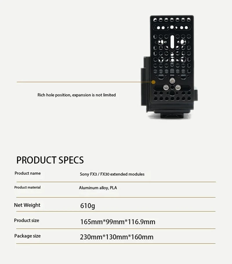 Description Picture 5 of itemFusionRig For Sony FX3/FX30 Camera Cage Expansion Module cineback