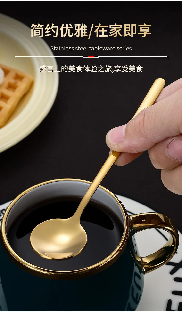 Description Picture 5 of itemLong Handle Coffee Spoon Stainless Steel Cutlery Ice Cream Dessert Mixing Teaspoon for Picnic Kitchen Tableware Bar Tools Scoop