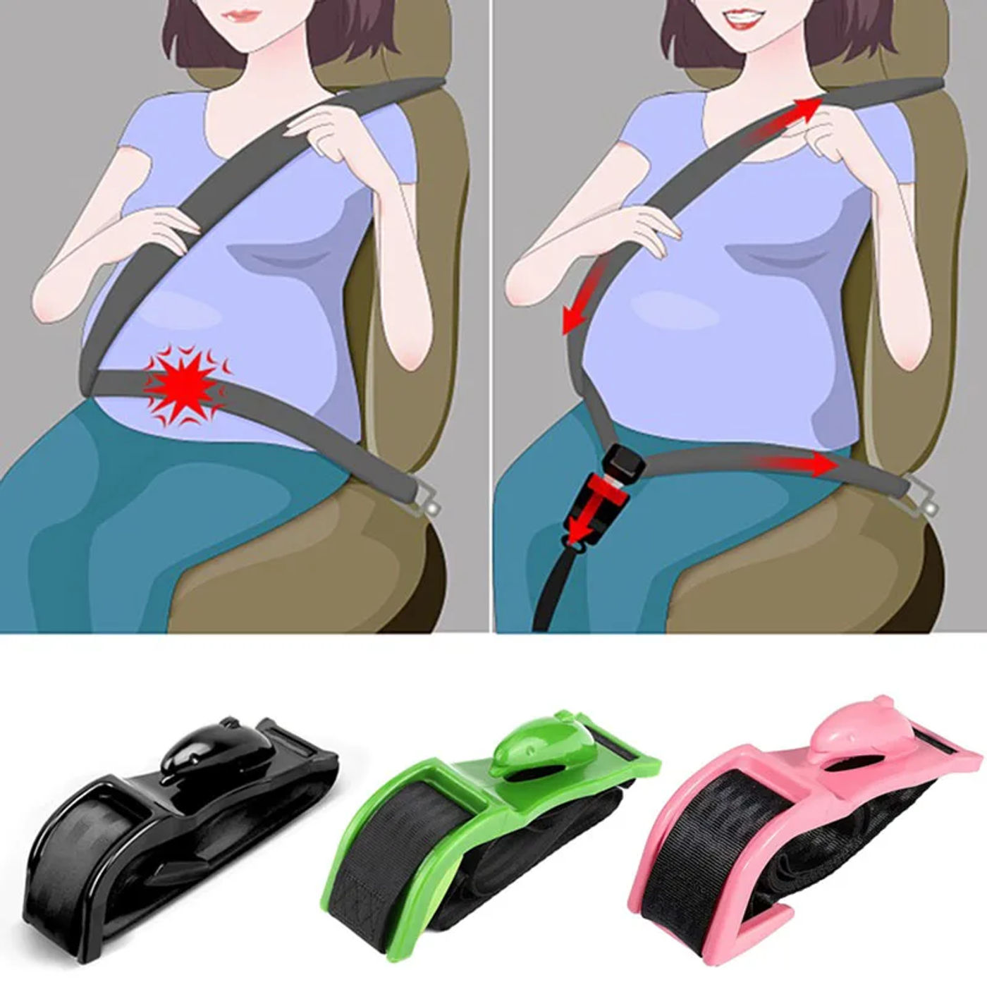 Description Picture 2 of itemPregnant Car Seat Belt Adjuster Comfort and Safety for Maternity Moms Belly Pregnancy seat belt Pregnant Woman Driving Safe Belt