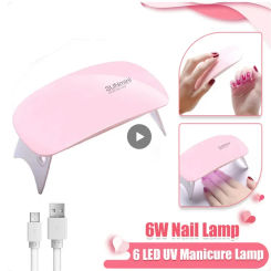 6W MINI Nail Art Machine LED Nail Gel Curing Lamp Light For Gel Polish Dryer 6Leds UV Nails Dryers Manicure Nail Art Tool 45,60S