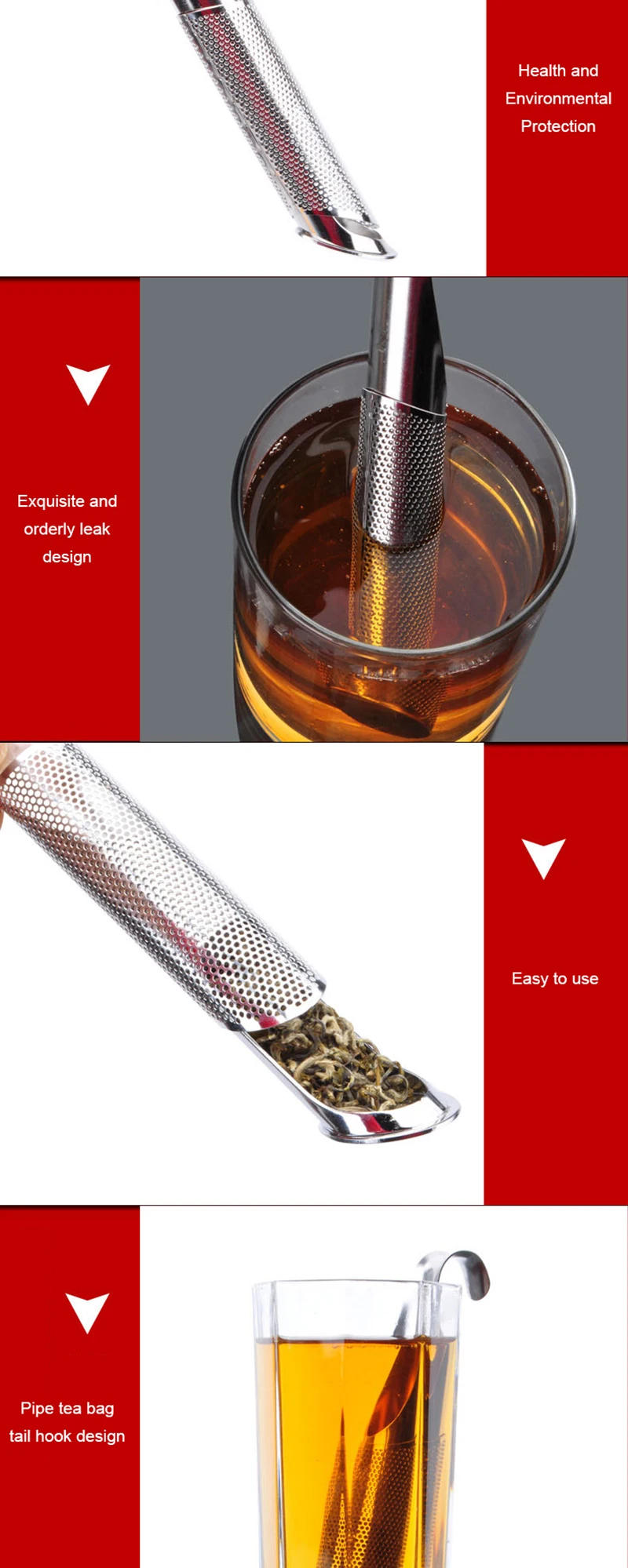 Description Picture 5 of itemKitchen Accessories New Tea Strainer Amazing Stainless Steel Infuser Pipe Design Touch Feel Holder Tool Tea Spoon Infuser Filter