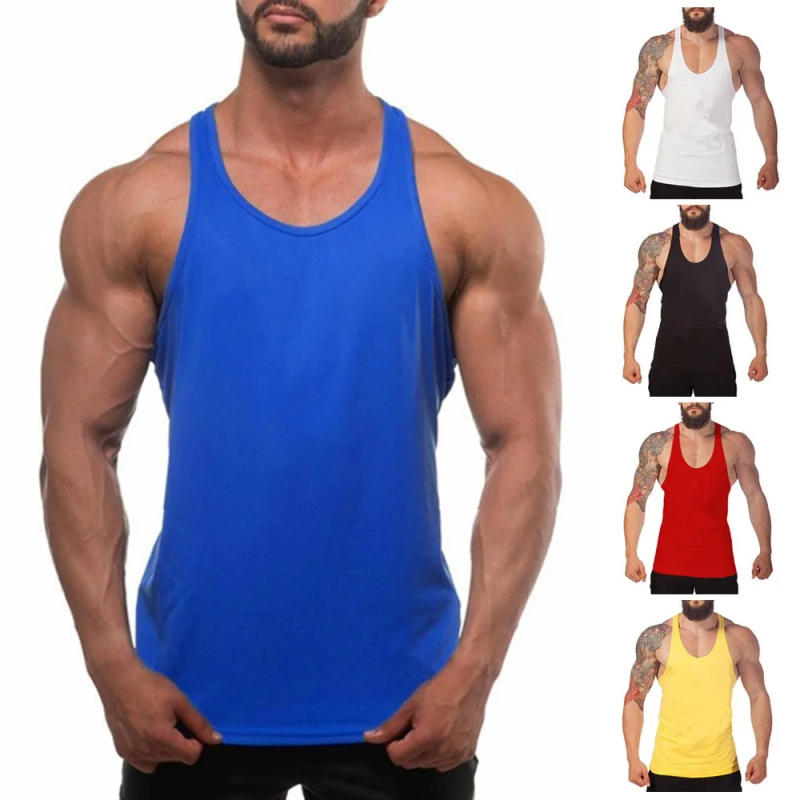 Description Picture 2 of itemSolid Tops Vest T-shirt Tank Top Tee Workout A-Shirt Muscle Sleeveless Vest Army Bodybuilding Fitness Mens New