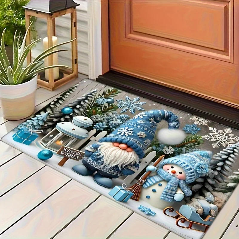 Description Picture 5 of itemChristmas Gnome Welcome Doormat Winter Xmas Tree Non-slip Floor Mat Bedroom Kitchen Bath Balcony Hallway Rugs Home Decor Carpet