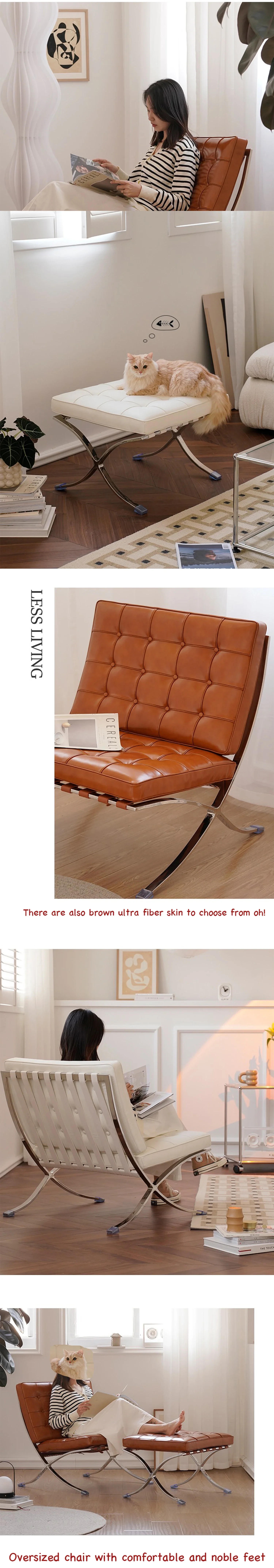 Description Picture 5 of itemBarcelona Chair Nordic Single Balcony Antique Metal Style Living Room Office Negotiation Chair Designer Leisure Chair