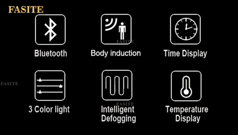 Description Picture 2 of itemBath LED Light Makeup Mirror Smart Touch Screen Bathroom Vanity Mirror With Bluetooth Anti-Fog Human Body Induction Function