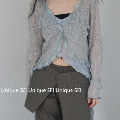 KUSAHIKI Korean Version of Instagram Versatile Slim Lace Patchwork Top for Outerwear 2024 Summer Women Cardigan Coat