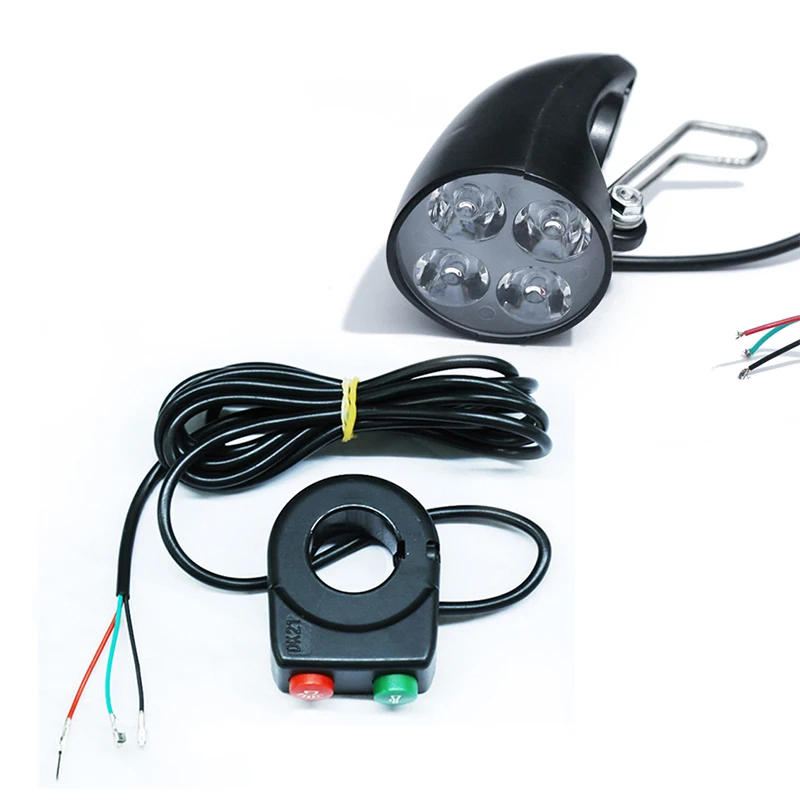 Description Picture 3 of item36/48V Electric Bicycle 4 LED Front Headlight With Horn EBike Light Scooter Lamp Electric Bicycle Accessories