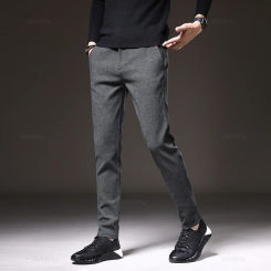 Clothing Winter Fleece Warm Brushed Fabric Casual Pants Men Business Slim Fit Stretch Thick Velvet Flocking Trousers Male Z278