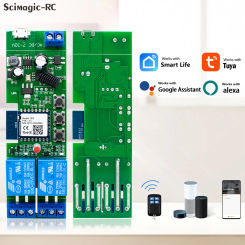 Tuya Smart WiFi 1/2/4CH Motor Switch DC 12V-32V AC 220V 2.4G Electric Door Access Open Close via Phone App RF433 Remote Alexa