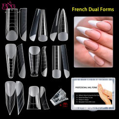 BNG 120Pcs French Dual Nail Forms Stiletto Curved Nail Molds for Nail Poly Extension Gel Builder Gel Acrylic Nail Tips Reusable