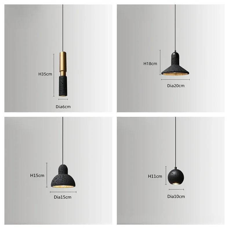 Description Picture 2 of itemNordic Art Retro Industrial Pendant Hanging Lamp Black Hole Stone LED Pendel Lamp For Bar Dining Bedroom Design Chandelier