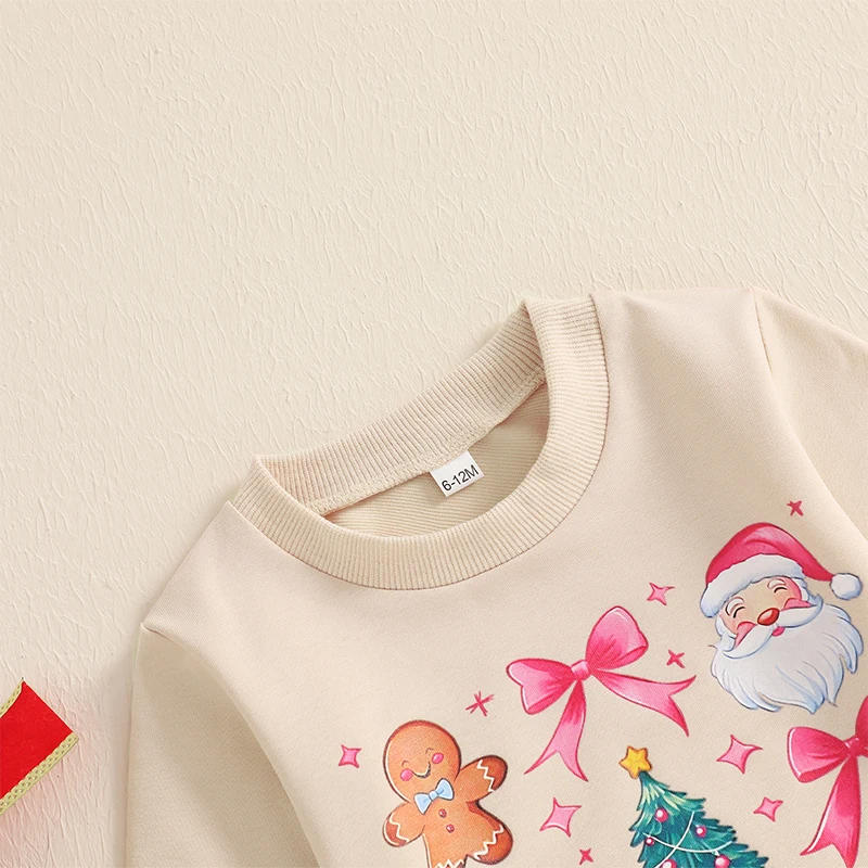 Description Picture 5 of itemKids Girls Sweatshirt Long Sleeve Crew Neck Bow Print Pullover Hoodie Christmas Costume