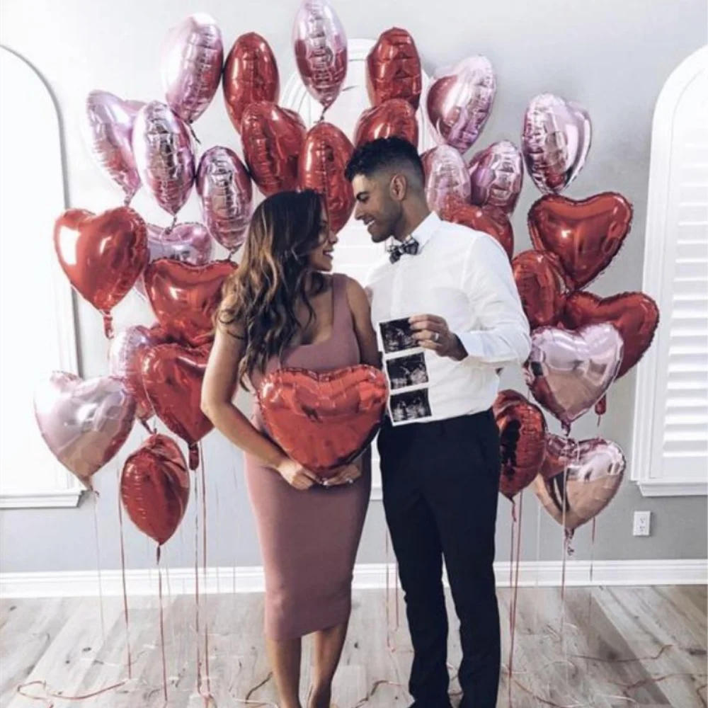 Description Picture 4 of item18inch Rose Gold Heart Foil Balloons Inflatable Helium Ballons Birthday Party Wedding Decoration Balloon Baby Shower Supplies
