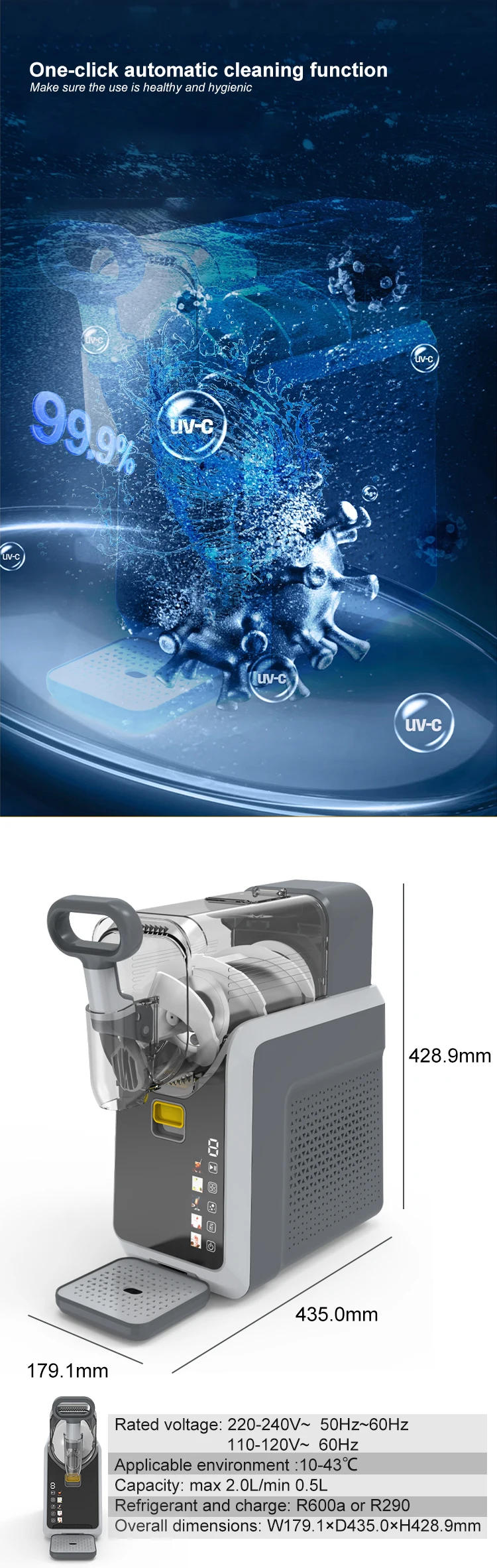 Description Picture 4 of itemSlushy Machine Portable Ice Cream Freezing Multifunctional Slushie Make Automatic 2L Counter Frozen Drink Soft Drinks for Home