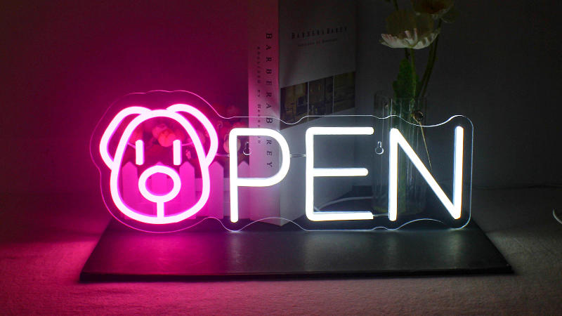 Description Picture 2 of itemDog Head Open Neon Sign Led Lights USB Powered For Pet Hospital Business Store Bar Open Closed Signs Bright Open Neon Light Sign