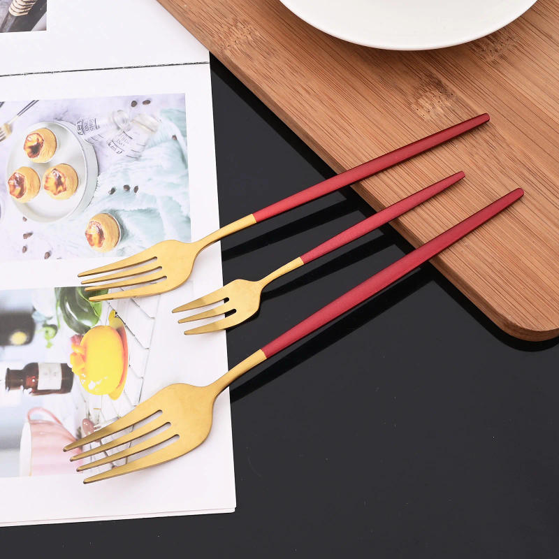 Description Picture 6 of itemGreen Gold 6Pcs Dinner Fork Tableware Dinnerware Stainless Steel Silverware Kitchen Party Flatware Matte Black Cutlery Set