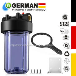 DB10C Whole House Water Big Filter Housing for Whole Home Water Filtration, 1" NPT Brass Port (Clear Housing)