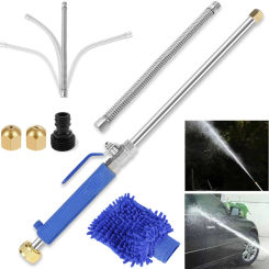 High Pressure Washer Wand Jet Nozzle Power Washer Portable with 2 Nozzles Metal Watering Spraying Tool Car Cleaning Garden Wind
