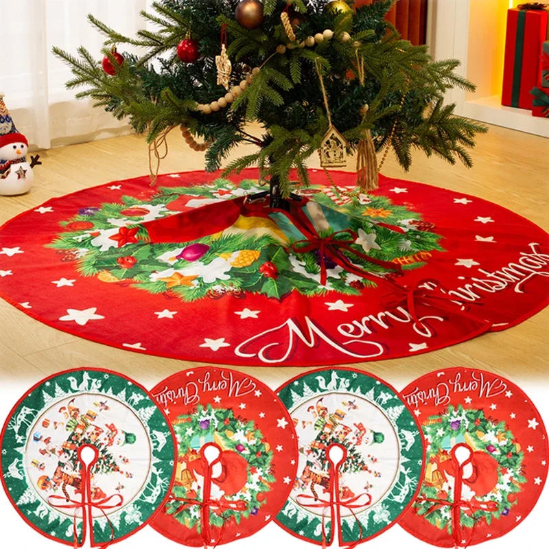 Description Picture 4 of itemLarge Christmas Tree Skirts 55/62/75CM Santa Claus Elk Snowman Xmas Tree Decor Foot Cover New Year Party Carpet Decor Base Mats