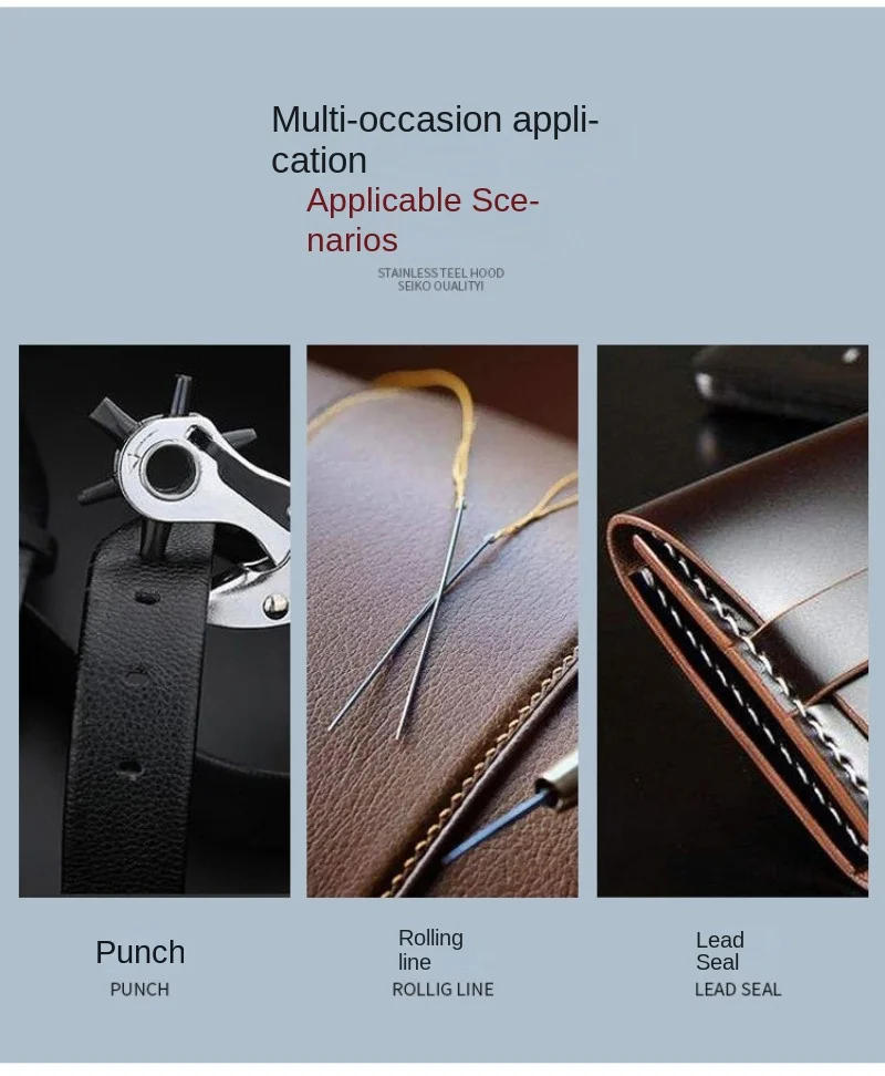 Description Picture 2 of itemLeather Hole Punch Leather Tools Multifunctional Ordinary Carbon Steel Belt Puncher Punching Tool Belt Hole Puncher Crafts Tool