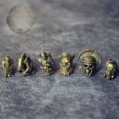 Biochemical Skull Head Brass Knife Beads Personality Punk Gas Mask Skeleton EDC Outdoor Tool Survival Paracord DIY Accessories