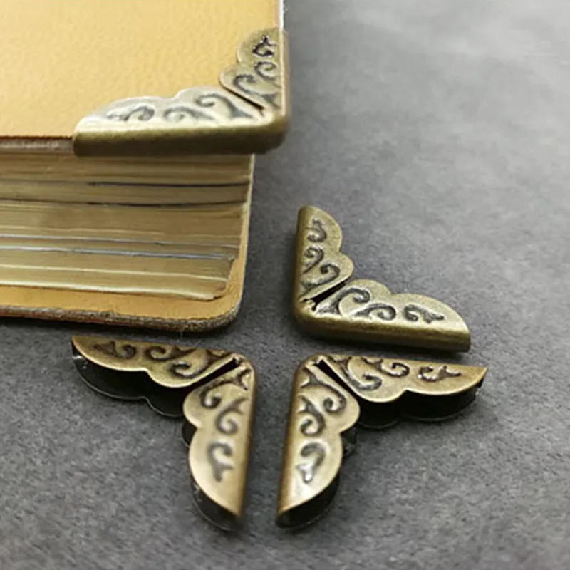 Description Picture 3 of itemHot 4/12Pcs  Antique Brass Metal Book Corners Scrapbooking Notebook Albums Menus Folders Corner Protector Bronze Tone Home Decor