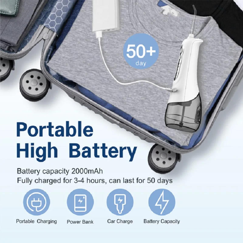 Description Picture 3 of item2024 New high-end configuration oral irrigator, dental cleaner, portable dental sprayer 350ML IPX7 waterproof dental cleaner