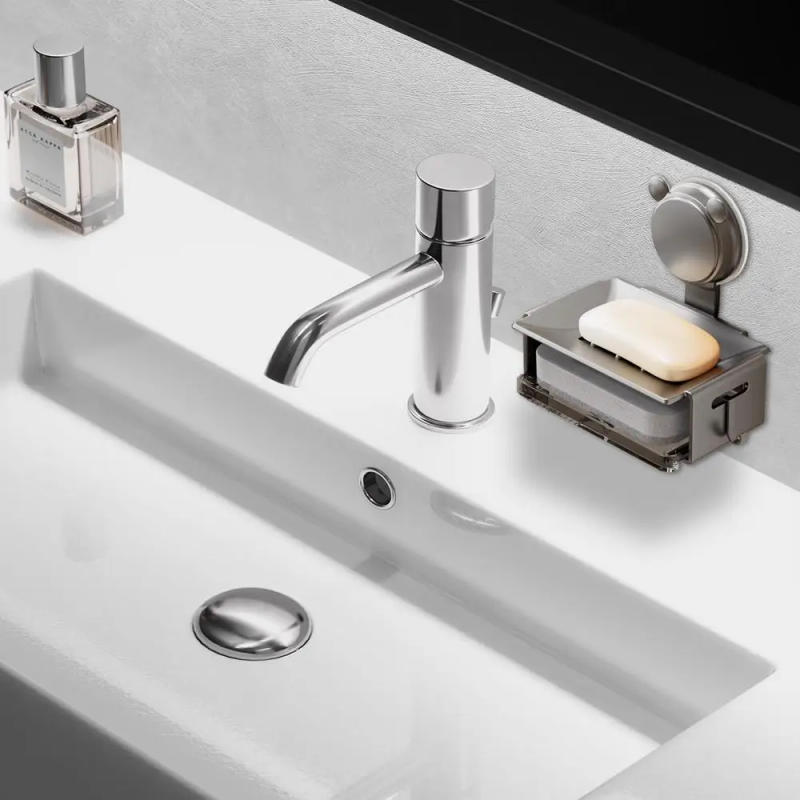 Description Picture 3 of itemSoap Dish For Shower Soap Holder Sponge Holder Wall Mount Double Layer Soap Tray Draining Soap Dish Soap Bar Holder No Drilling