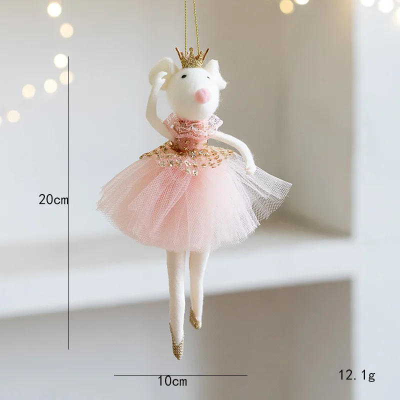 Description Picture 6 of itemNew Christmas Mouse Doll Pendant Girl Ballet Angel Christmas Tree Pendant Plush Hanging Xmas Decoration Charms New Year Gifts