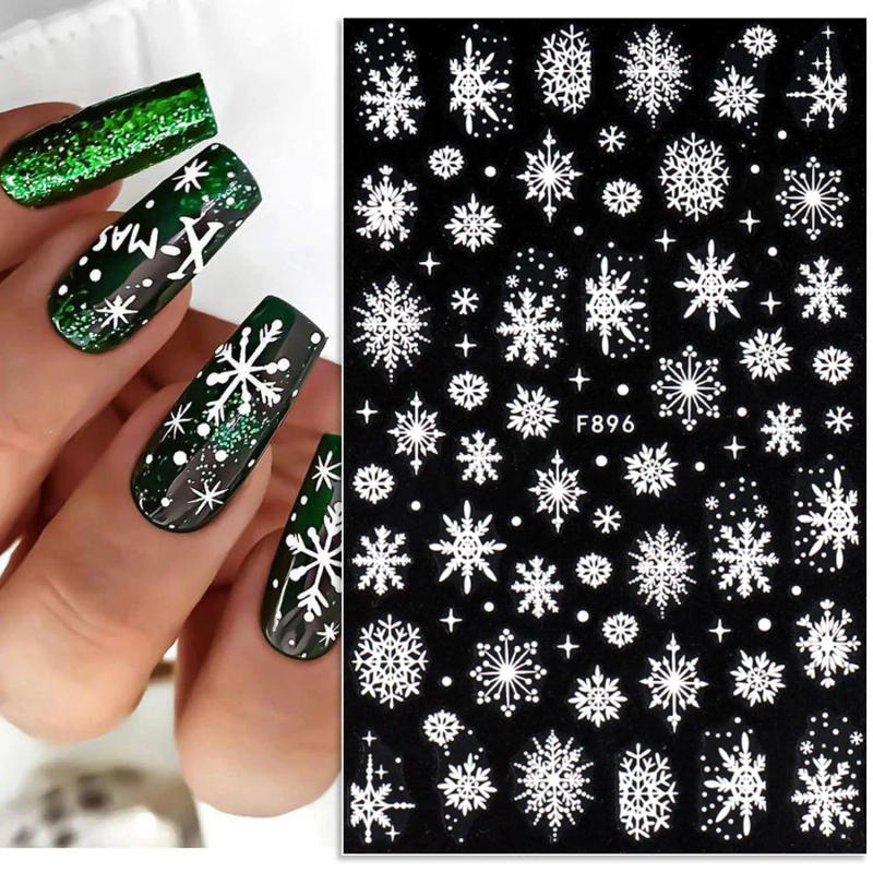 Description Picture 4 of item3D Snowflake Nail Art Decals White Christmas Designs Self Adhesive Stickers New Year Winter Gel Foils Sliders Decorations Xmas *