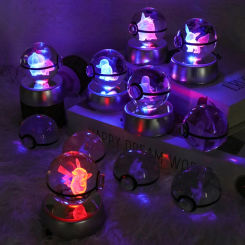 3D Crystal Ball Night Light Crystal Glass Cartoon LED USB Lamp Base Decor for Home Table Toys Gift for Kids Adult