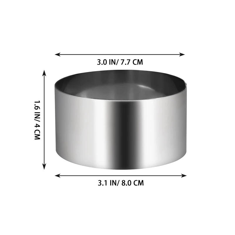 Description Picture 6 of item2/3/4Pcs Stainless Steel Round Cake Ring Mold Set Cake Decoration Tools Cupcake Mousse Pastry Baking Mould Tools Cooking Rings