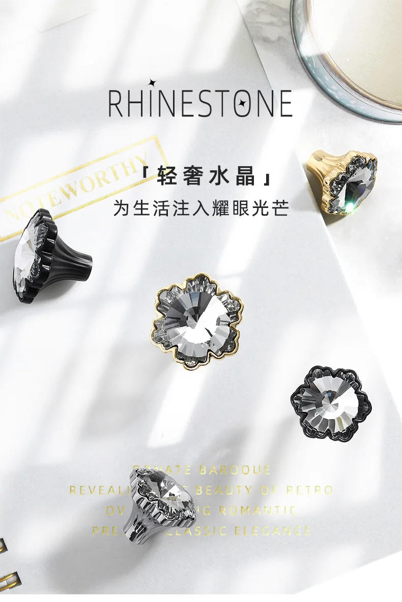 Description Picture 2 of itemSnow Diamond Knobs Cabinet Drawer Knobs and Handles Light Luxury Clothes Cabinet Door Handles Drawer Pulls Furniture Hardware