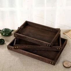 Japanese Wooden Tray Rectangular Tea Tray Fruit Bread Dessert Tray Coffee Table Tray Kitchen Hotel Bread Snack Plate