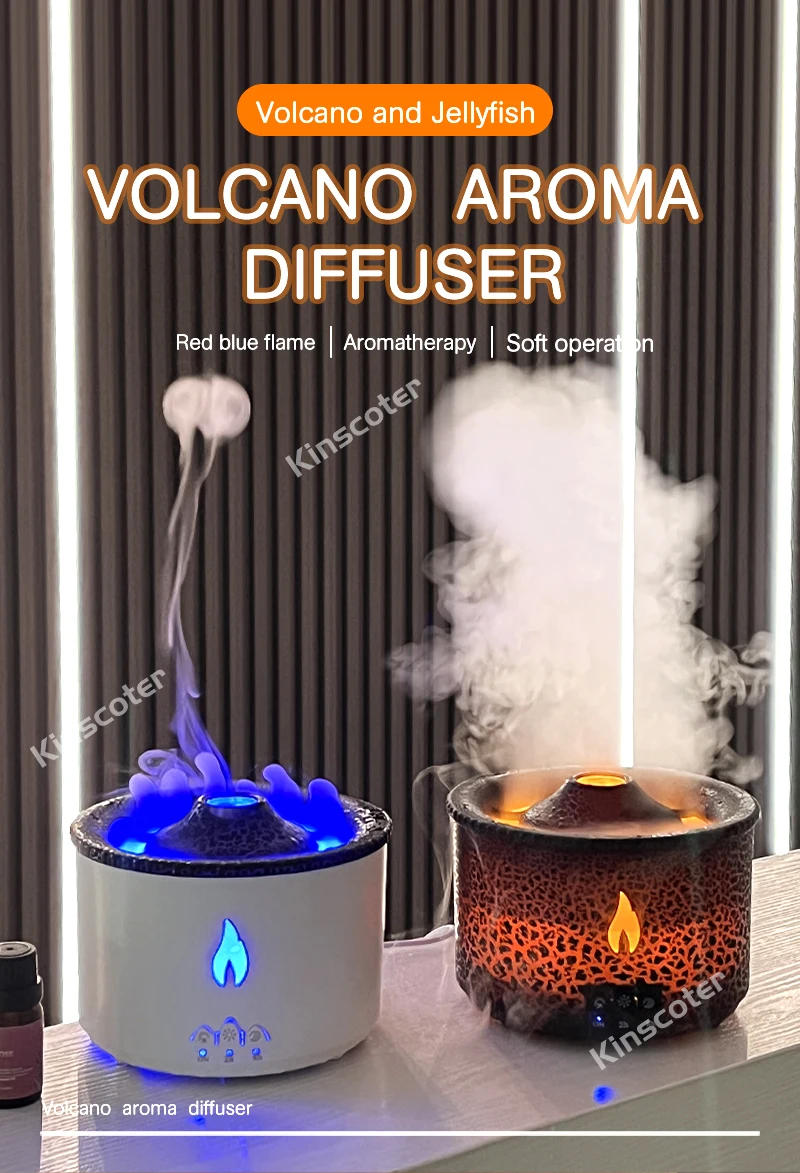 Description Picture 5 of itemKINSCOTER Volcano Flame Aroma Diffuser Jellyfish Smoke Ring Air Humidifier 360ml Aromatherapy Essential Oil Diffuser Cool Gift
