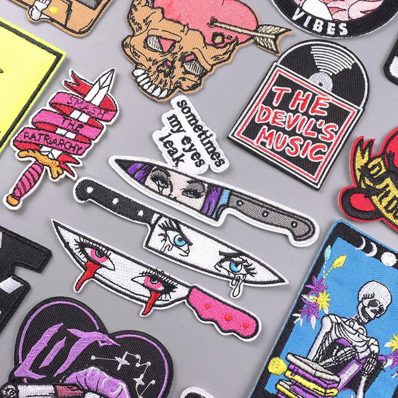 Description Picture 2 of itemKnives Embroidery Patch Iron/Sew On Patches On Clothes Fusible Patch Embroidered Patches Scary Decoration Applique